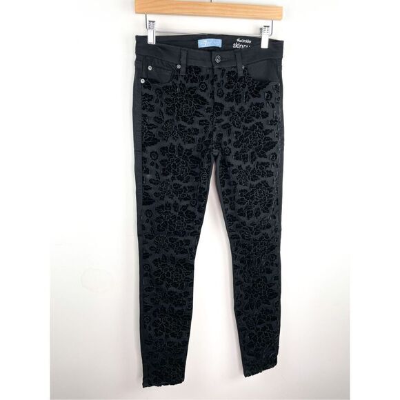 7 for All Mankind Mid-Rise Embellished Floral Ankle Skinny Jeans Size 28 - Picture 3 of 13